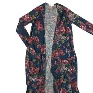NEW‎ Lularoe Sarah Cardigan Sweater Duster Long Teal Green Pink Floral BOHO NWT